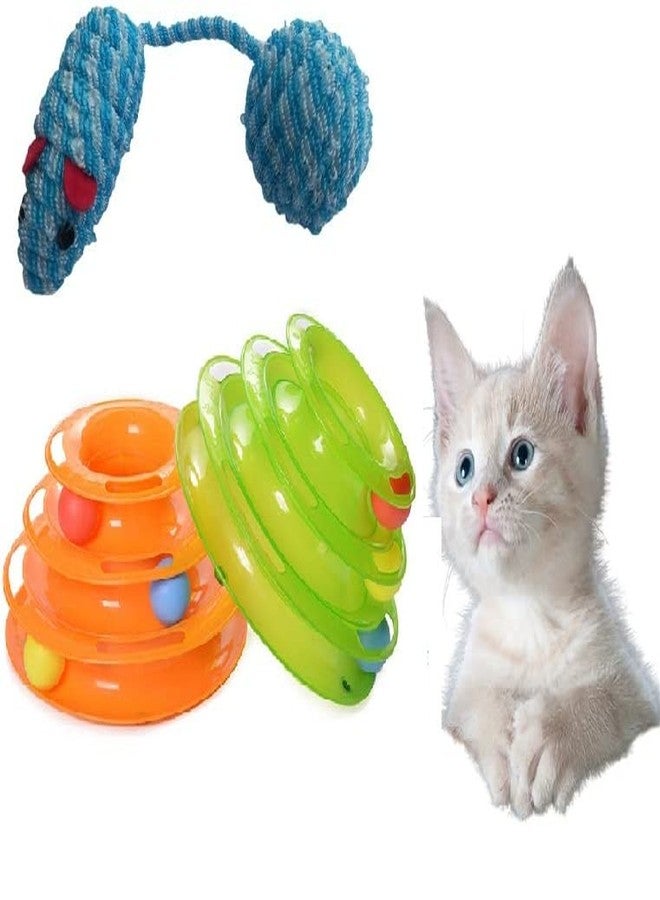 Smart Pups Tower of Tracks Cat Toy with Colourful 3 Layer Wheels - Image 1